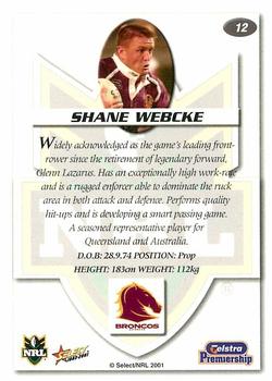 2001 Select Impact #12 Shane Webcke Back